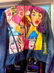QuirkyBird Custom ReWorked Denim Jacket Girl Gang